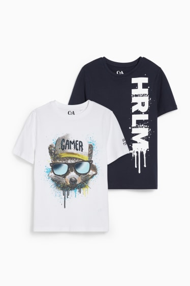 Children - Multipack of 2 - short sleeve T-shirt - white / blue