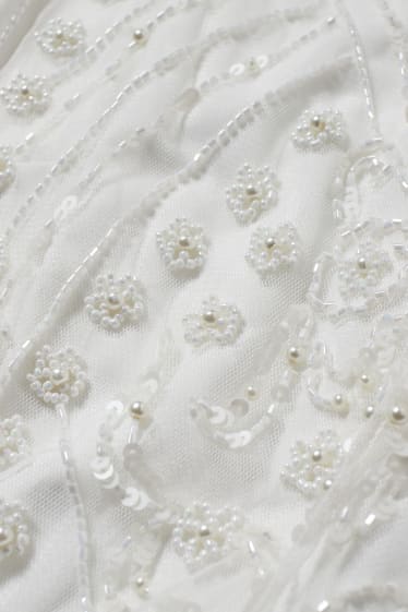 Damen - Hochzeitskleid - Glanz-Effekt - festlich - cremeweiß