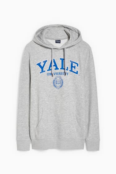 Pánské - Mikina s kapucí - Yale University - světle šedá-žíhaná