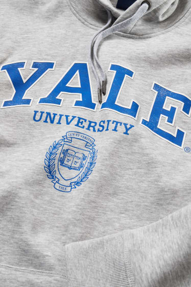 Pánské - Mikina s kapucí - Yale University - světle šedá-žíhaná