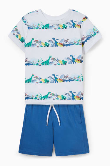 Children - Set - short sleeve T-shirt and sweat shorts - white / blue