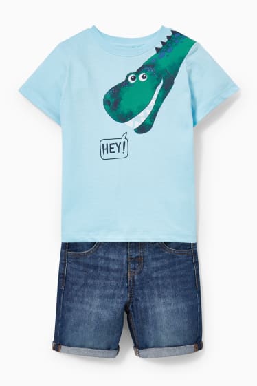 Kinderen - Set - T-shirt en korte spijkerbroek - 2 delig - lichtblauw