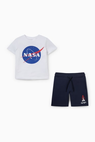 Copii - NASA - set - tricou cu mânecă scurtă și pantaloni scurți trening - 2 piese - albastru închis