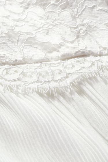 Damen - Hochzeitskleid - plissiert - cremeweiss
