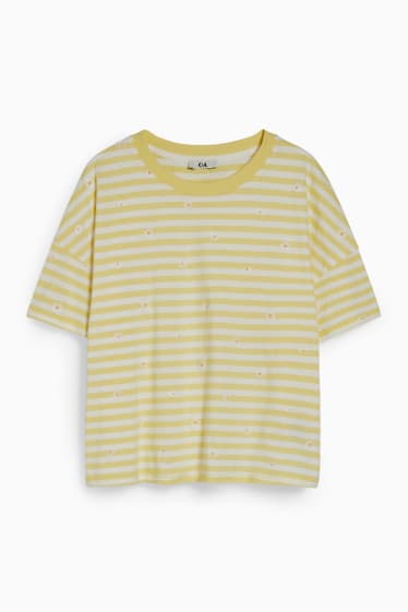 Femmes - T-shirt - à rayures - jaune