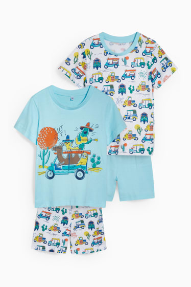 Bambini - Confezione da 2 - pigiama corto - 4 pezzi - turchese