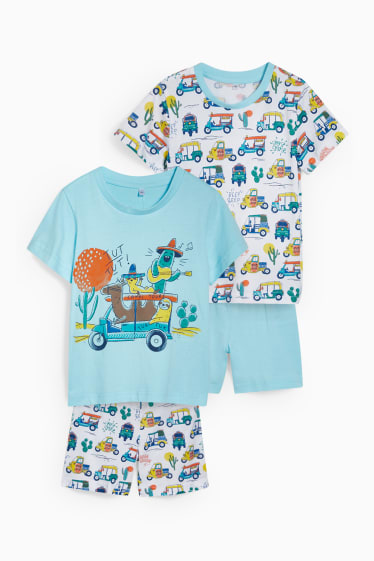 Kinder Buben - Multipack 2er - Shorty-Pyjama - 4 teilig - türkis