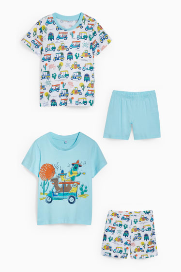 Kinder Buben - Multipack 2er - Shorty-Pyjama - 4 teilig - türkis