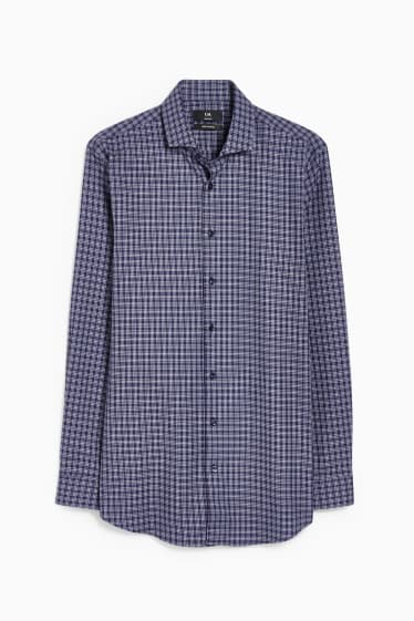 Herren - Businesshemd - Slim Fit - Cutaway - kariert - dunkelblau