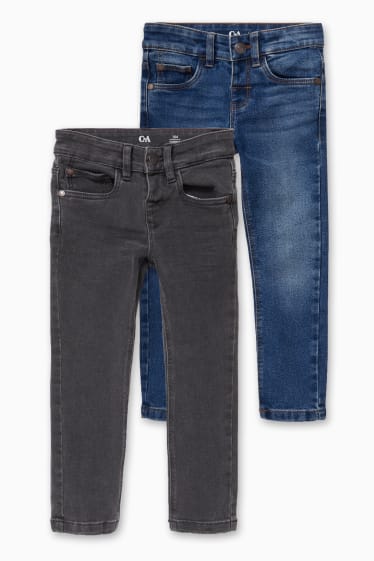 Kinderen - Set van 2 - skinny jeans - jeansdonkergrijs