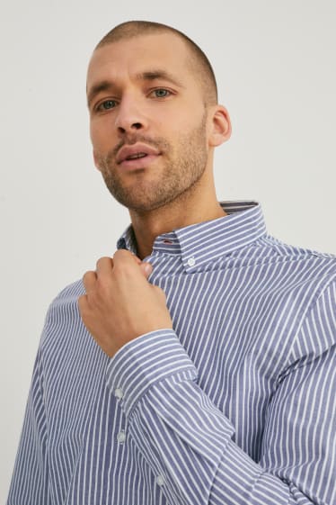 Men - Business shirt - slim fit - button-down collar - Flex - LYCRA® - blue