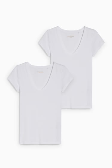 Tieners & jongvolwassenen - CLOCKHOUSE - set van 2 - T-shirt - wit / wit