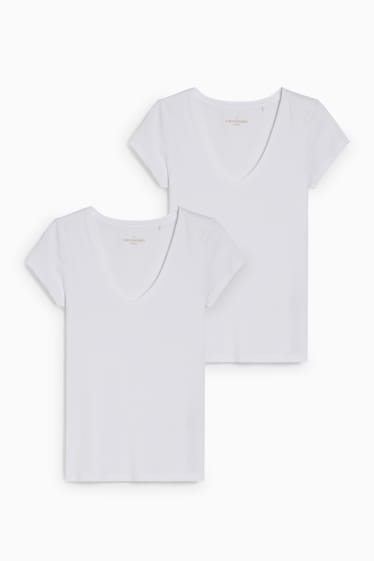 Femmes - CLOCKHOUSE - lot de 2 - T-shirts - blanc / blanc