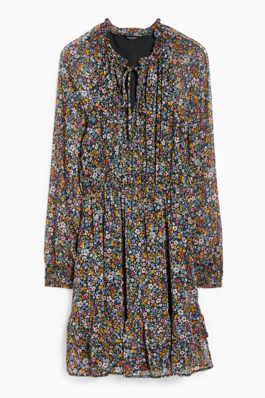 Dámské - CLOCKHOUSE - šifonové šaty - s květinovým vzorem - černá