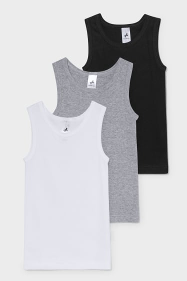 Kinder Jungen - Multipack 3er - Singlet - weiß / grau