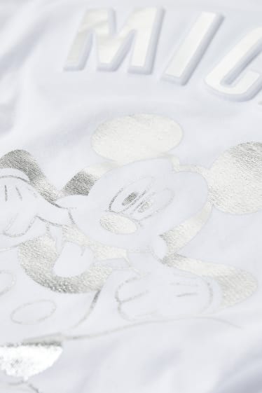 Kinder - Micky Maus - Kurzarmshirt mit Knotendetail - weiß