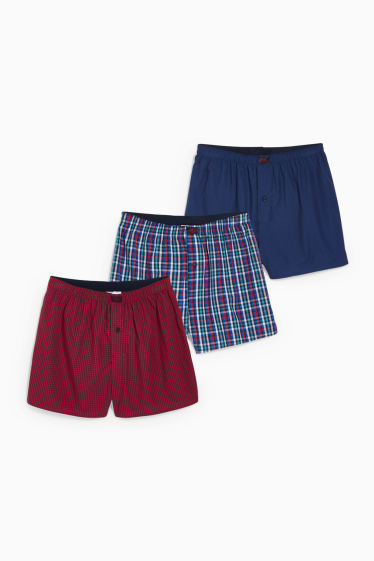 Men - Multipack of 3 - shorts - red / dark blue