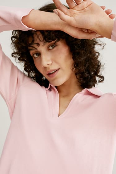 Women - Basic polo shirt - rose