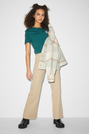 Teens & young adults - CLOCKHOUSE - wide leg jeans - high waist - creme