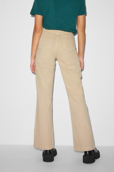 Teens & young adults - CLOCKHOUSE - wide leg jeans - high waist - creme