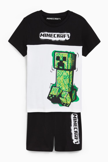 Dětské - Minecraft - letní- pyžamo - 2dílné - bílá