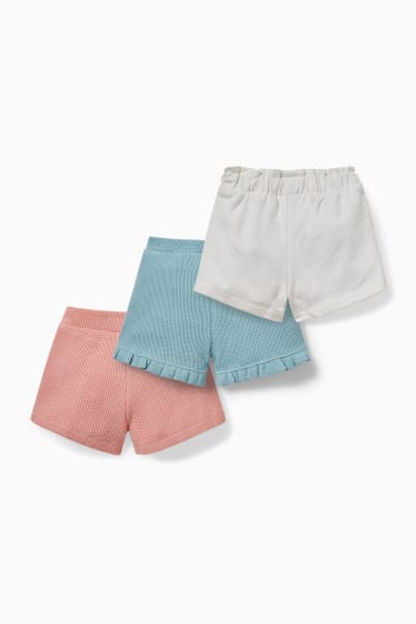 Babies - Multipack of 3 - baby shorts - white / rose