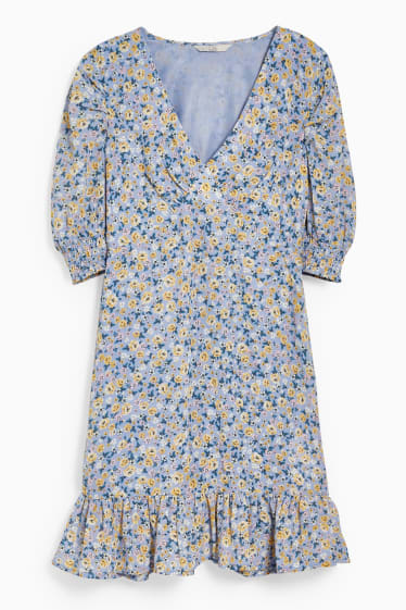 Dames - CLOCKHOUSE - jurk - gebloemd - lichtblauw