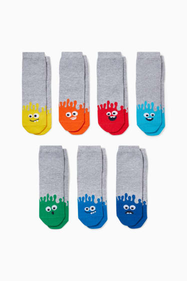 Kinderen - Set van 7 paar - sokken - licht grijs-mix