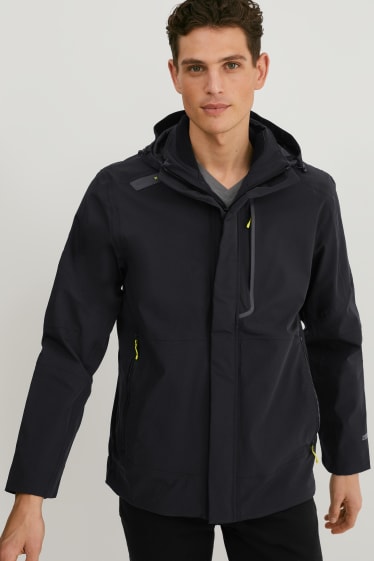 Men - Outdoor jacket with hood - black