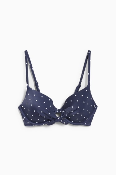 Women - Underwire bikini top - padded - polka dot - dark blue