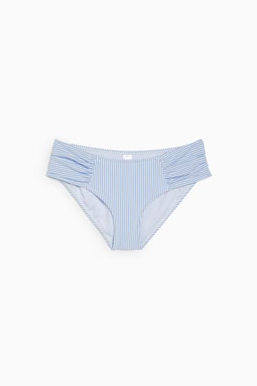 Femmes - Bas de bikini - shorty - low waist - à rayures - blanc / bleu clair