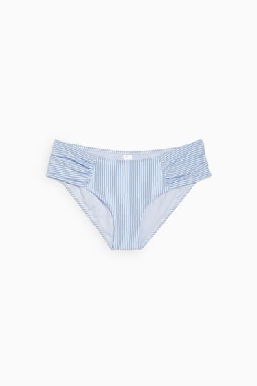 Women - Bikini bottoms - hipster - low-rise waist - striped - white / light blue