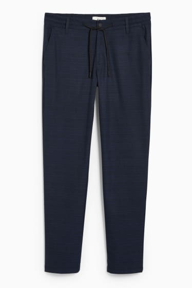 Men - Cloth trousers - tapered fit - stretch - LYCRA® - check - dark blue