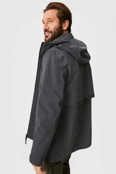 Men - Rain jacket with hood - dark gray