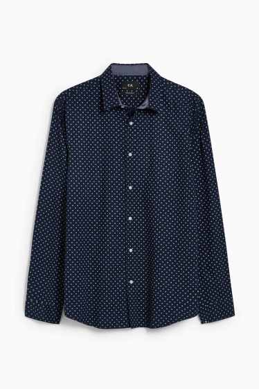Men - Shirt - regular fit - kent collar - dark blue