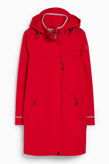 Women - Outdoor coat with hood - red