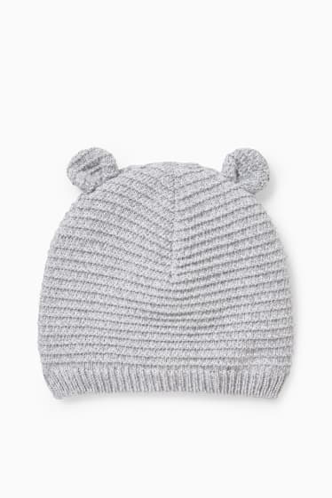 Babies - Knitted baby hat - light gray-melange