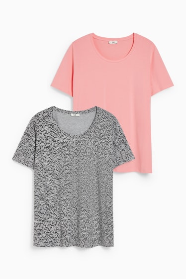 Women - Multipack of 2 - T-shirt - coral