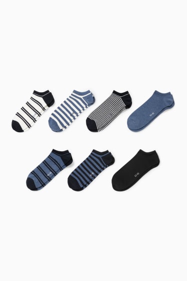 Heren - Set van 7 paar - sneakersokken - LYCRA® - donkerblauw-mix