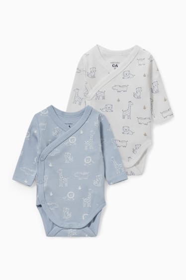 Bébés - Lot de 2 - bodys croisés pour bébé - bleu clair