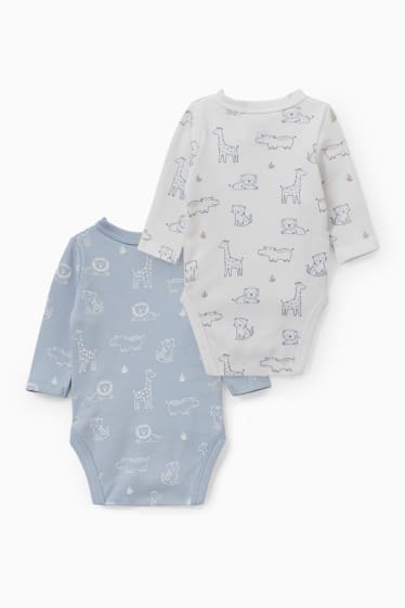 Bébés - Lot de 2 - bodys croisés pour bébé - bleu clair