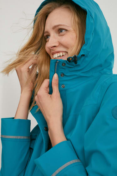 Women - Outdoor jacket with hood - 4 Way Stretch - turquoise