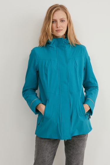 Women - Outdoor jacket with hood - 4 Way Stretch - turquoise