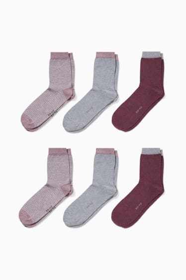 Femmes - Lot de 6 - chaussettes - rose pâle-chiné