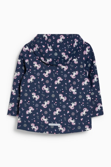 Kinder Mädchen - Einhorn - Regenjacke mit Kapuze - dunkelblau