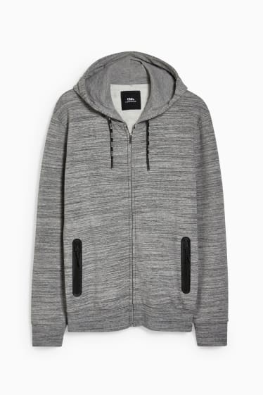 Men - Zip-through sweatshirt with hood - light gray-melange