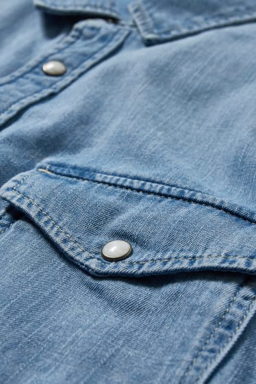Mężczyźni - Koszula dżinsowa - Regular Fit - kołnierzyk kent - dżins-niebieski
