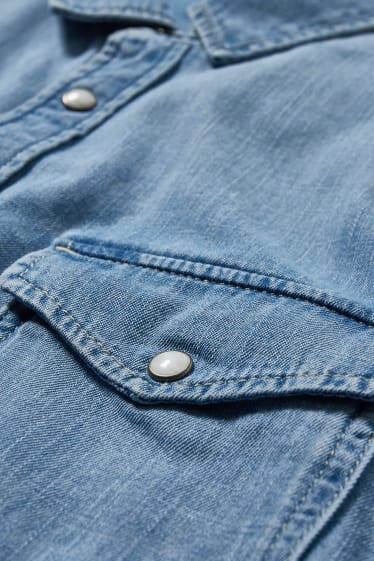 Bărbați - Cămașă din denim - regular fit - guler Kent - denim-albastru