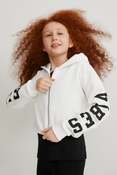 Children - Set - zip-through sweatshirt with hood and top - 2 piece - white