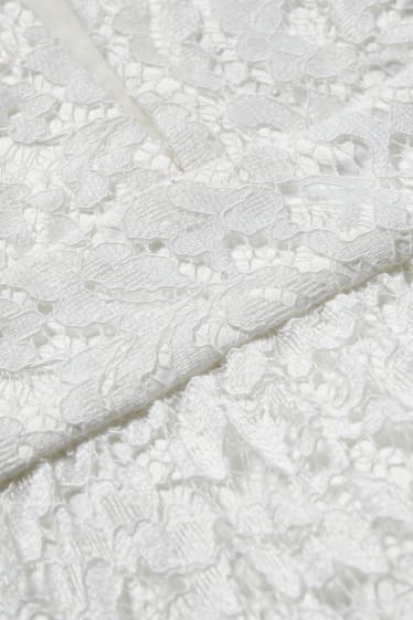 Damen - Hochzeitskleid - plissiert - cremeweiß